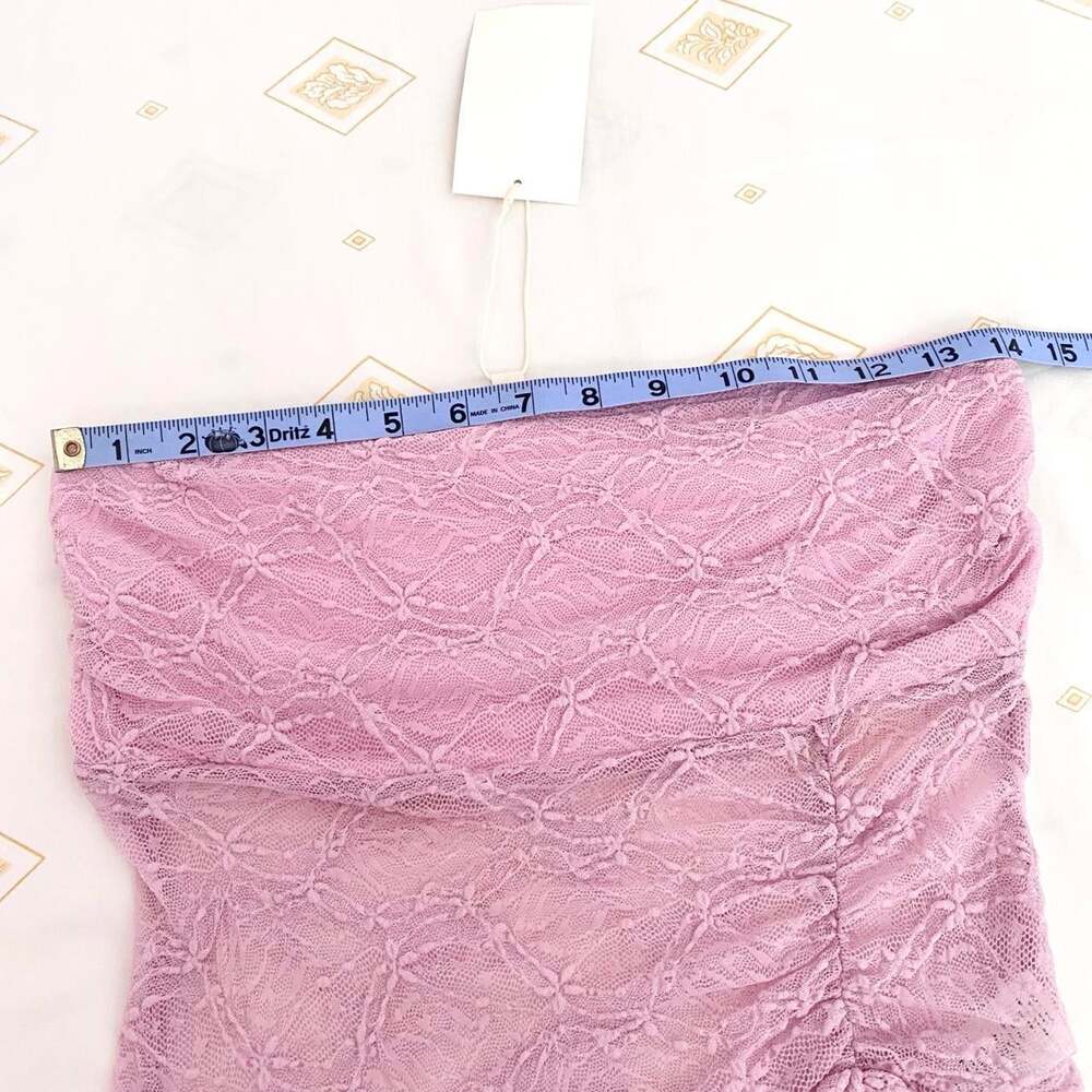 y2k BNWT pink lace strapless tube top, see you monday - Picture 6 of 8